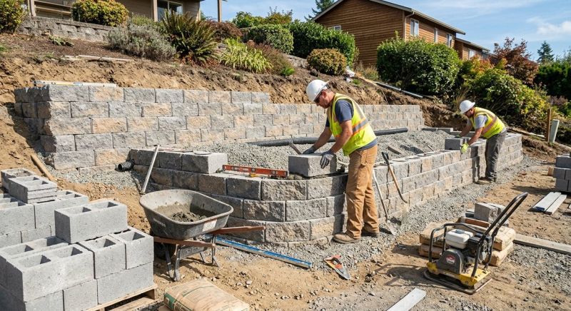Block Retaining Wall Installation in Marin County, CA